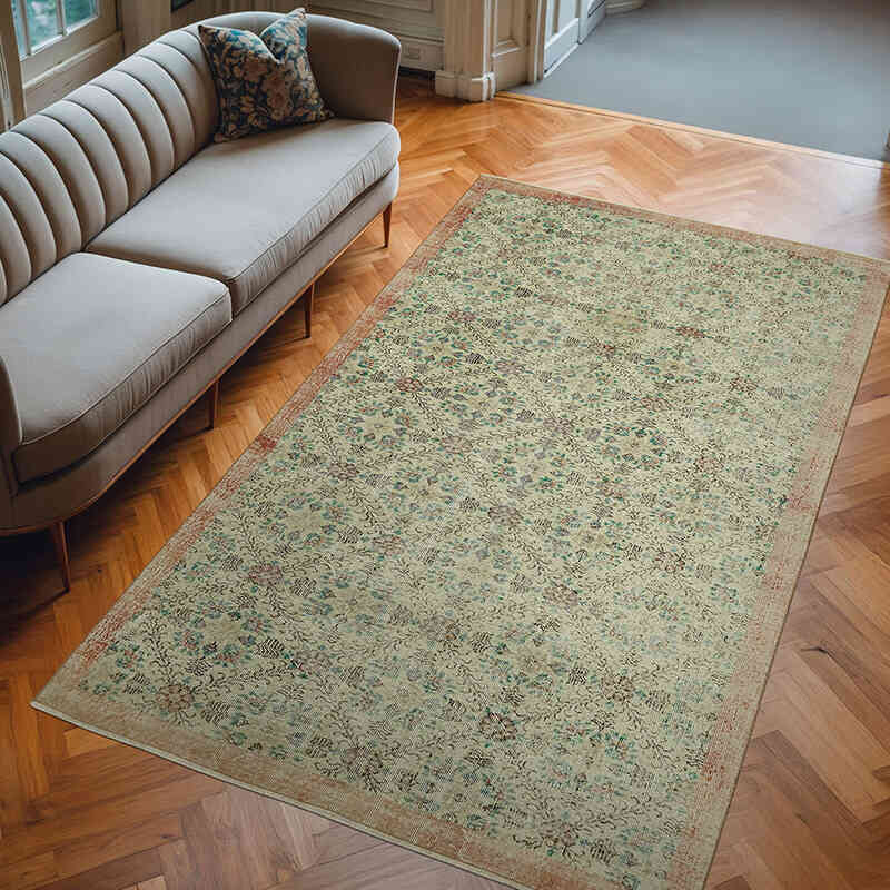 Alfombra Vintage Turca Anudada a Mano - 178 cm x 287 cm - K0060173