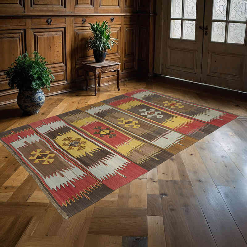 Vintage Turkish Kilim Rug - 4' 8" x 7' 5" (56" x 89") - K0060252