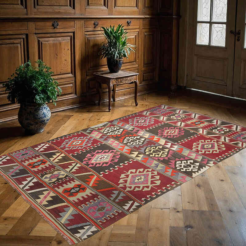 Vintage Karakecili Kilim Rug - 4' 9" x 8'  (57" x 96") - K0060310