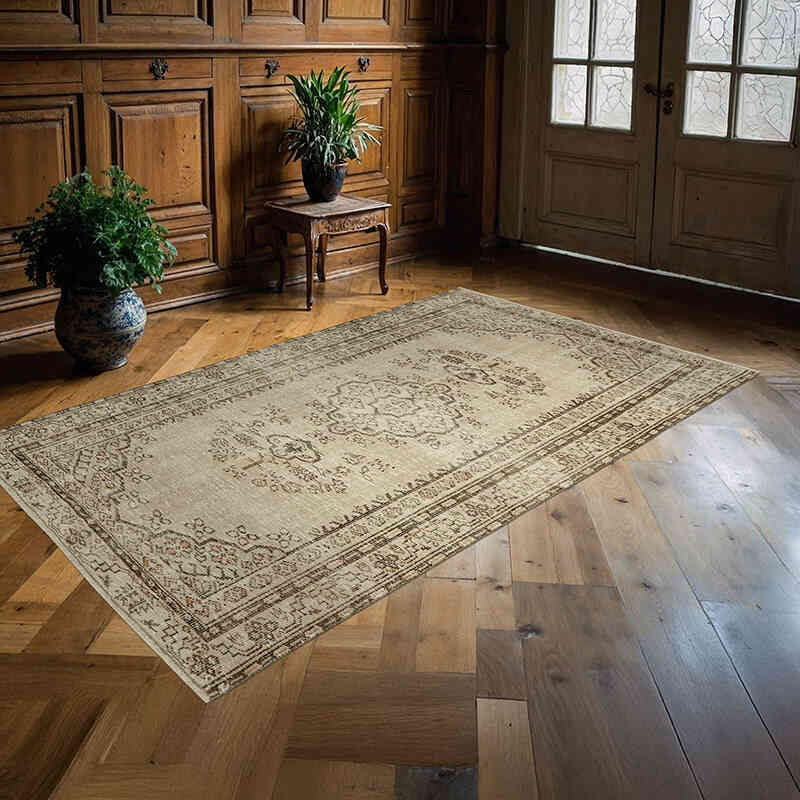 Vintage Turkish Hand-Knotted Rug - 4' 8" x 7' 5" (56" x 89") - K0060343