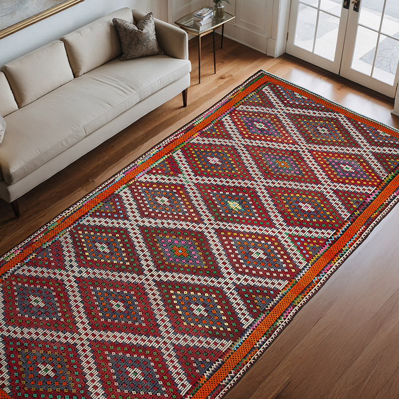 Vintage Anatolian Jijim Rug - 6' 4" x 11' 11" (76" x 143") - K0060684