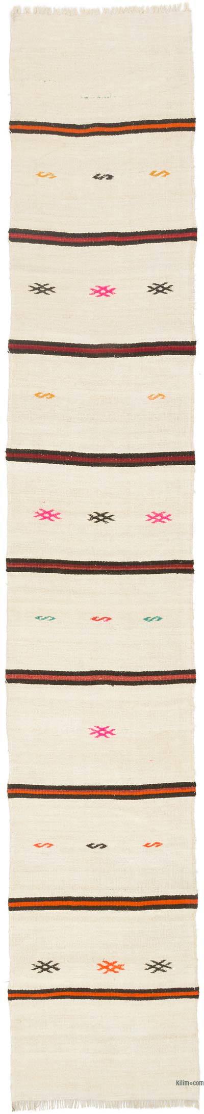 Beige Vintage Anatolian Kilim Runner - 2' 5" x 13' 11" (29" x 167")