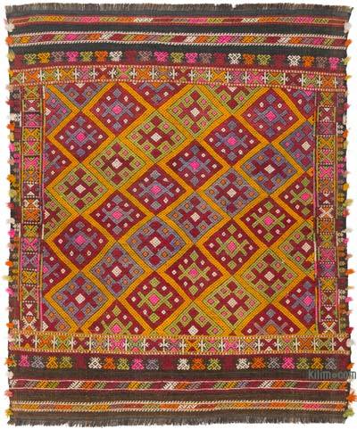 Vintage Afyon Jijim Rug - 4' 4" x 5' 1" (52" x 61")