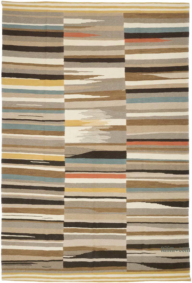 New Handwoven Turkish Kilim Rug - 6' 11" x 10' 1" (83" x 121") - K0061022