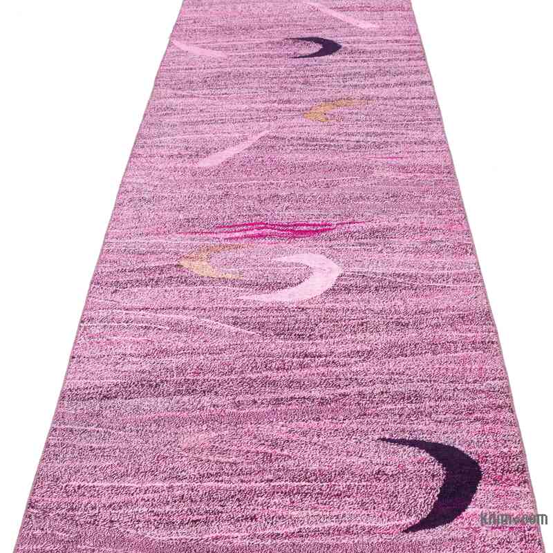 Pink New Contemporary Handwoven Kilim Runner - 2' 9" x 14' 3" (33" x 171") - K0061054