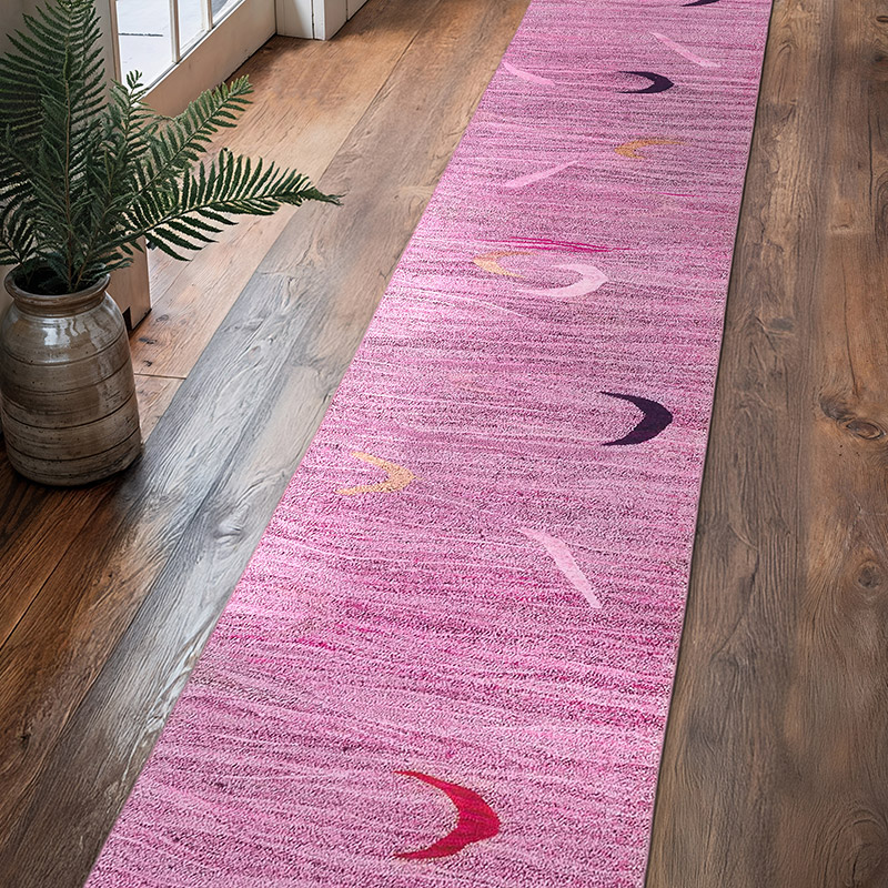 Pink New Contemporary Handwoven Kilim Runner - 2' 9" x 14' 3" (33" x 171") - K0061054