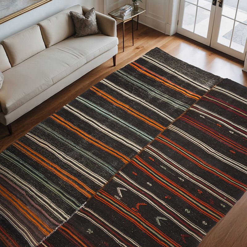 Vintage Anatolian Kilim Rug - 7' 9" x 11' 3" (93" x 135") - K0061113