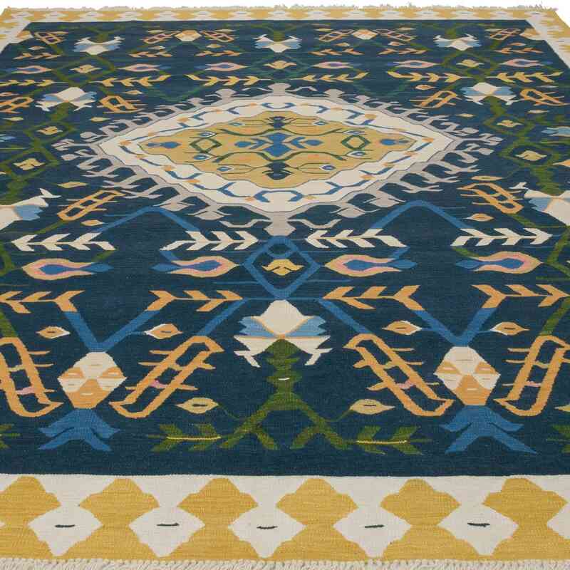 Azul Oscuro Nueva Alfombra Turca Kilim - 258 cm x 308 cm - K0061114