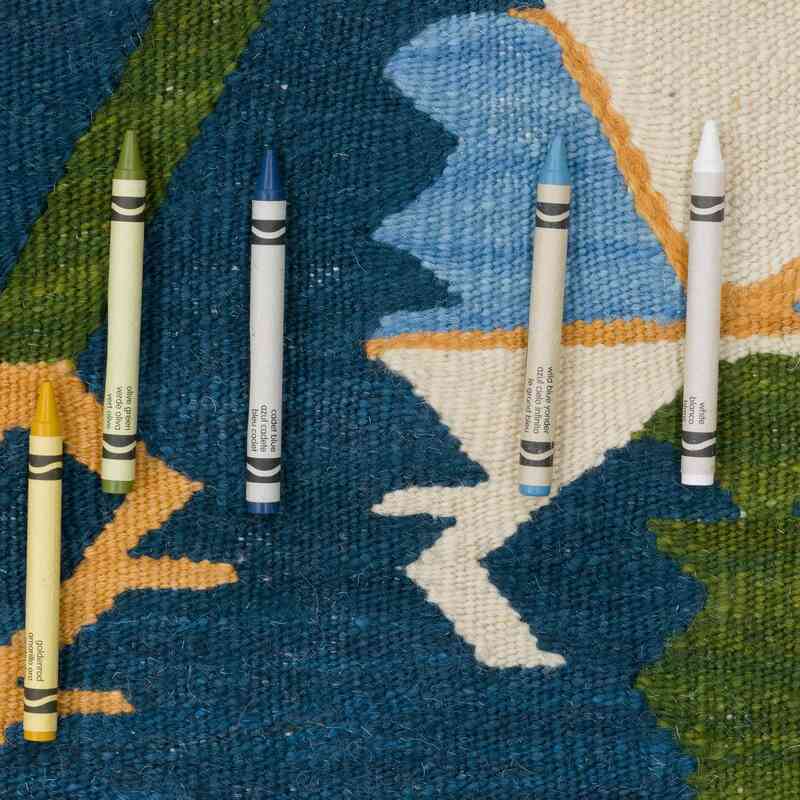 Azul Oscuro Nueva Alfombra Turca Kilim - 258 cm x 308 cm - K0061114