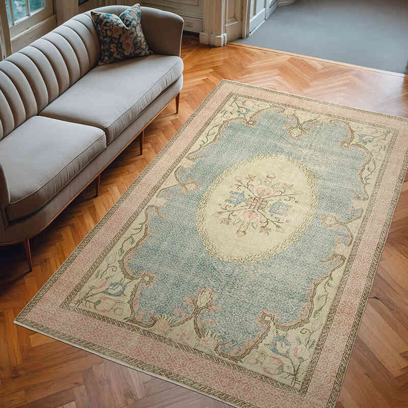 Vintage Turkish Hand-Knotted Rug - 6' 6" x 10'  (78" x 120") - K0061169