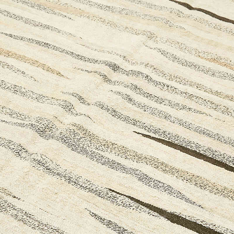 Beige New Contemporary Handwoven Kilim Rug - 8' 1" x 11' 11" (97" x 143") - Vintage Yarn - K0061225