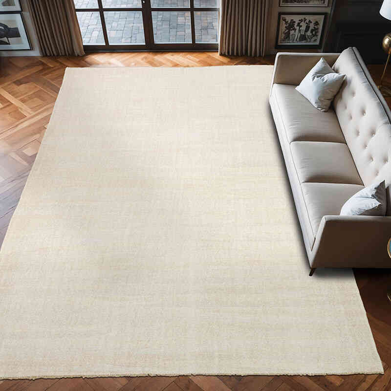 Beige New Contemporary Handwoven Kilim Rug - 9' 4" x 13' 5" (112" x 161") - Vintage Yarn - K0061229