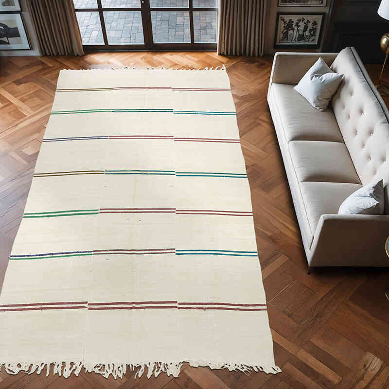 Beige Alfombra Vintage Turco Kilim - 206 cm x 410 cm - K0061263