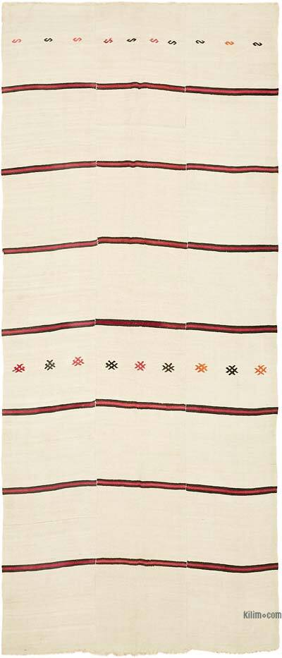 Beige Vintage Anatolian Hemp Kilim Rug - 6' 9" x 16' 2" (81" x 194")
