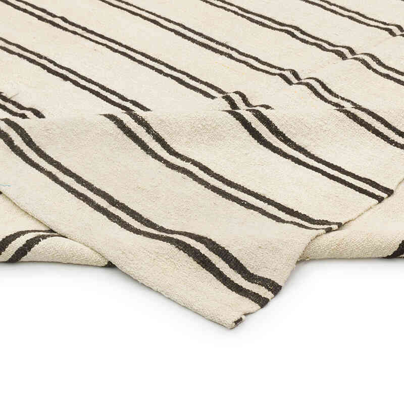 Beige Vintage Anatolian Hemp Kilim Rug - 6' 11" x 11' 2" (83" x 134") - K0061287