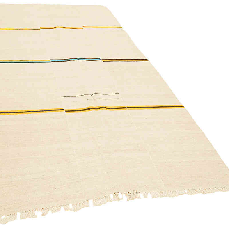 Beige Vintage Anatolian Hemp Kilim Rug - 5' 1" x 11' 6" (61" x 138") - K0061288
