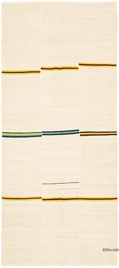 Beige Vintage Anatolian Hemp Kilim Rug - 5' 1" x 11' 6" (61" x 138")