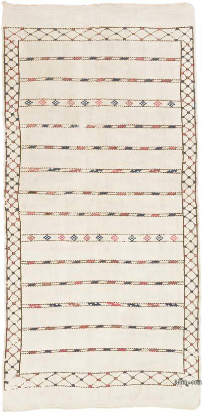 Beige Vintage Anatolian Hemp Kilim Rug - 5' 5" x 10' 10" (65" x 130")