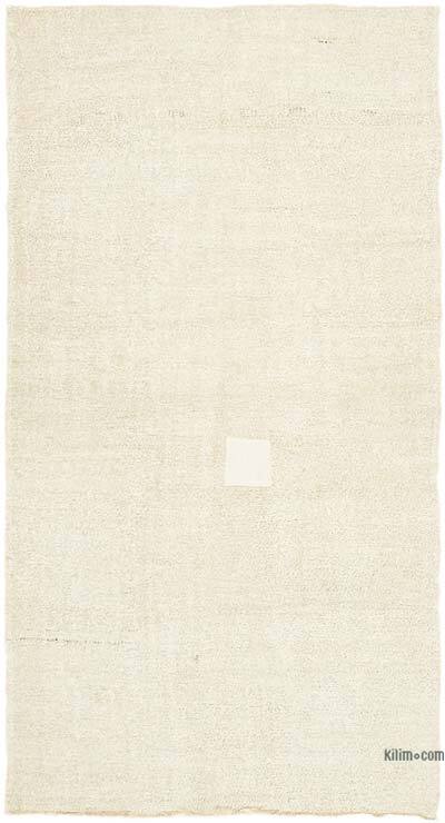 Beige Vintage Anatolian Hemp Kilim Rug - 5' 1" x 9' 6" (61" x 114")