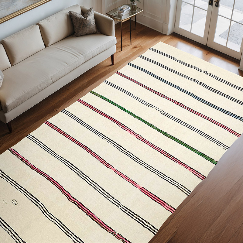 Beige Alfombra Vintage Turco Kilim - 195 cm x 340 cm - K0061313