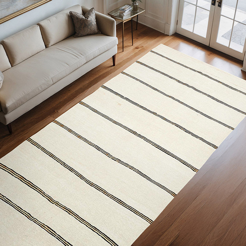 Beige Alfombra Vintage Turco Kilim - 190 cm x 353 cm - K0061324