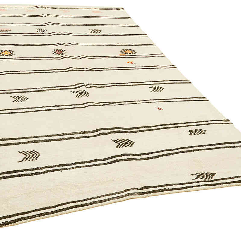 Beige Vintage Anatolian Hemp Kilim Rug - 6' 2" x 9' 11" (74" x 119") - K0061350