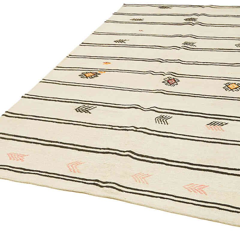 Beige Vintage Anatolian Hemp Kilim Rug - 6' 2" x 9' 11" (74" x 119") - K0061350