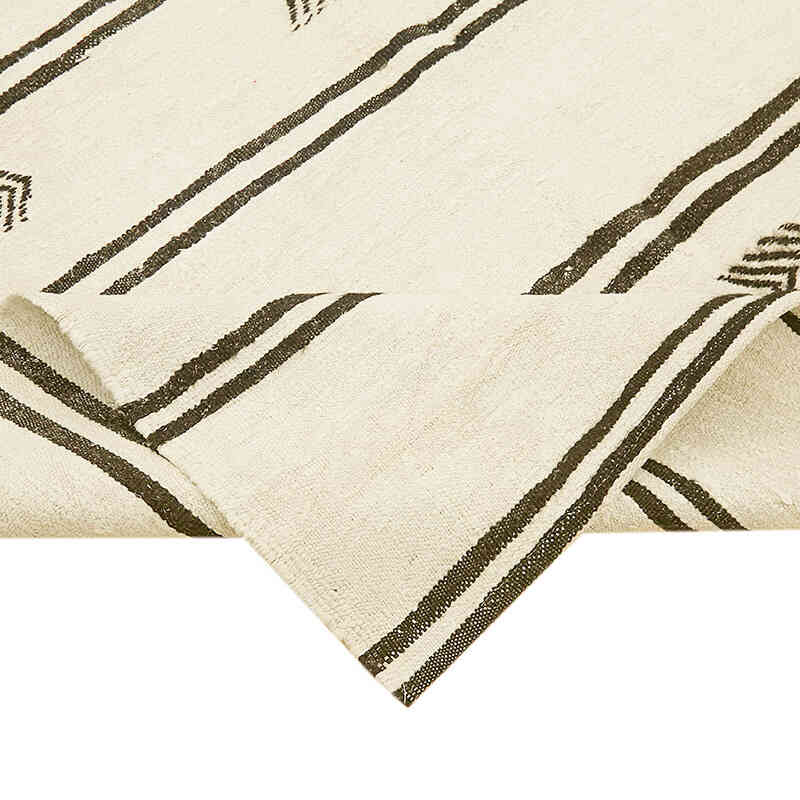 Beige Vintage Anatolian Hemp Kilim Rug - 6' 2" x 9' 11" (74" x 119") - K0061350