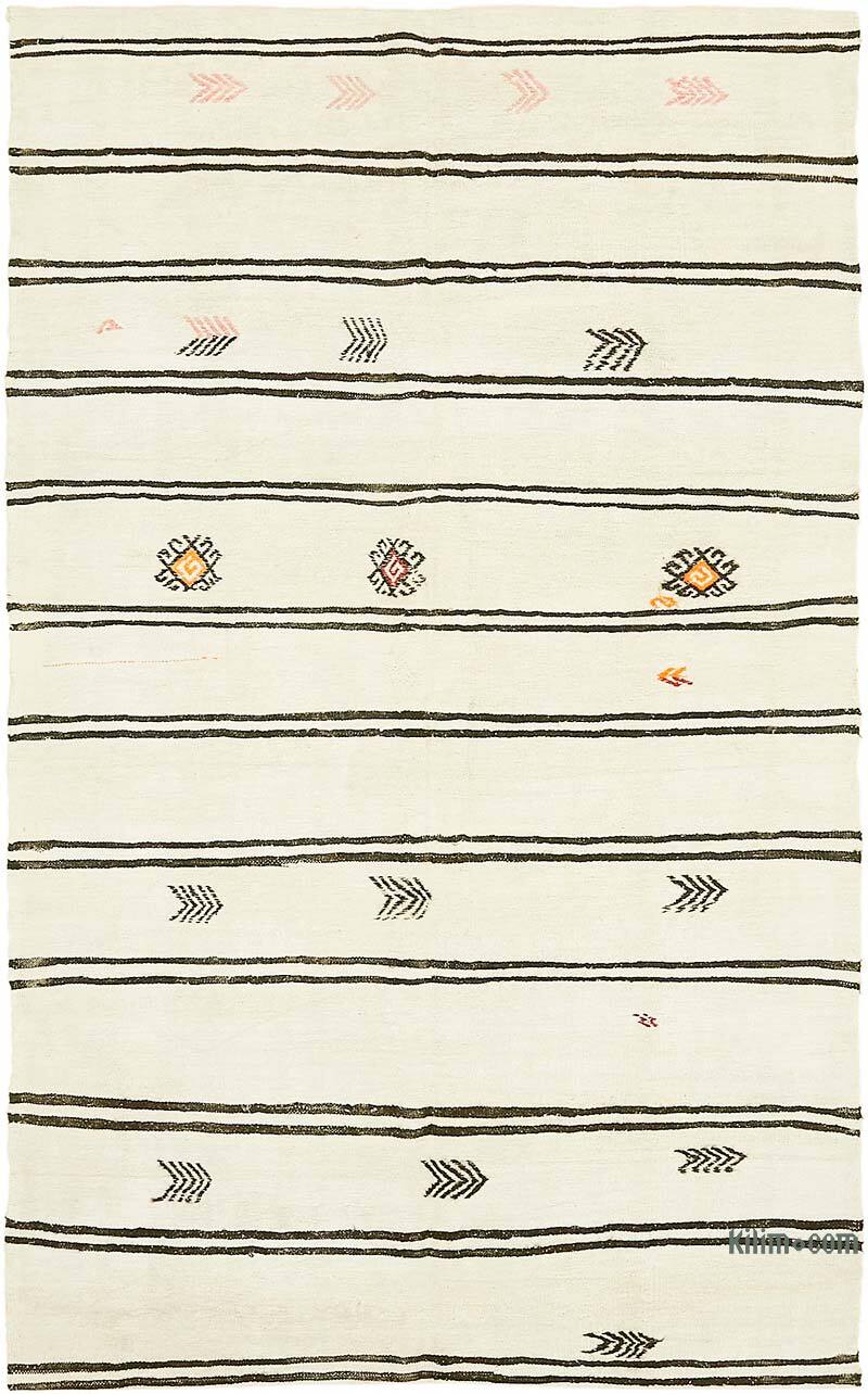 Beige Vintage Anatolian Hemp Kilim Rug - 6' 2" x 9' 11" (74" x 119") - K0061350