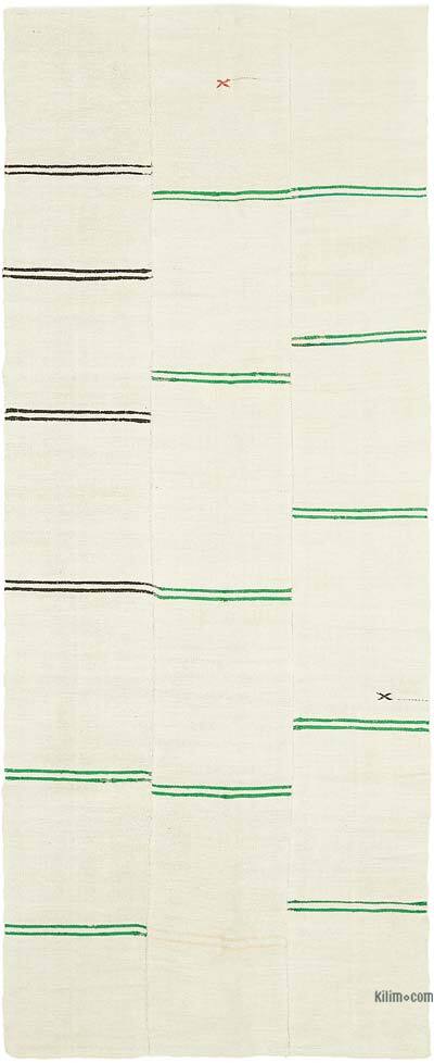 Beige Vintage Anatolian Hemp Kilim Rug - 5' 5" x 12' 10" (65" x 154")