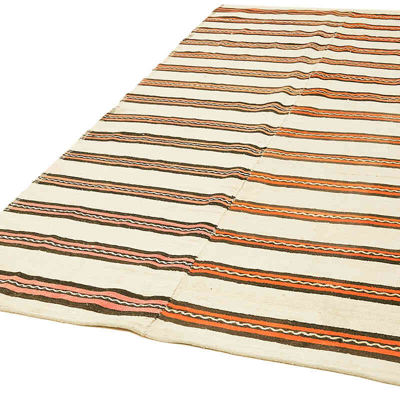 Beige Alfombra Vintage Turco Kilim - 185 cm x 347 cm - K0061362