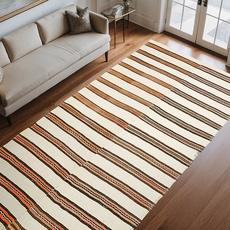 Beige Alfombra Vintage Turco Kilim - 185 cm x 347 cm - K0061362