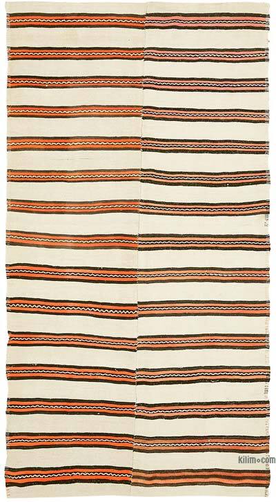 Beige Alfombra Vintage Turco Kilim - 185 cm x 347 cm