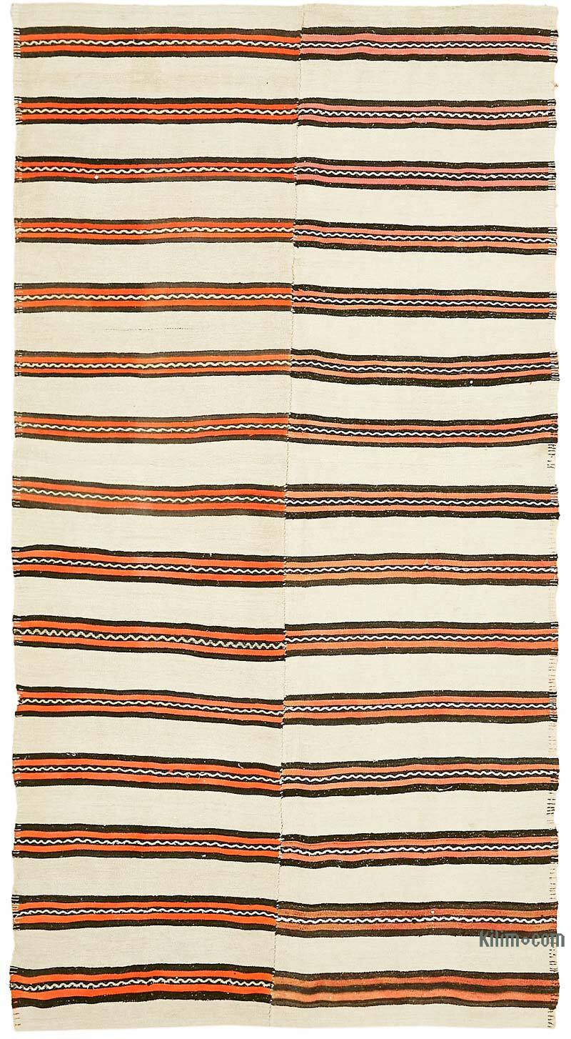 Beige Alfombra Vintage Turco Kilim - 185 cm x 347 cm - K0061362