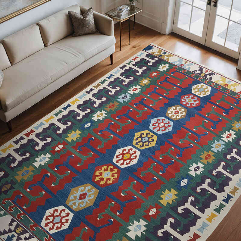 New Handwoven Turkish Kilim Rug - 8' 3" x 11' 6" (99" x 138") - K0061378