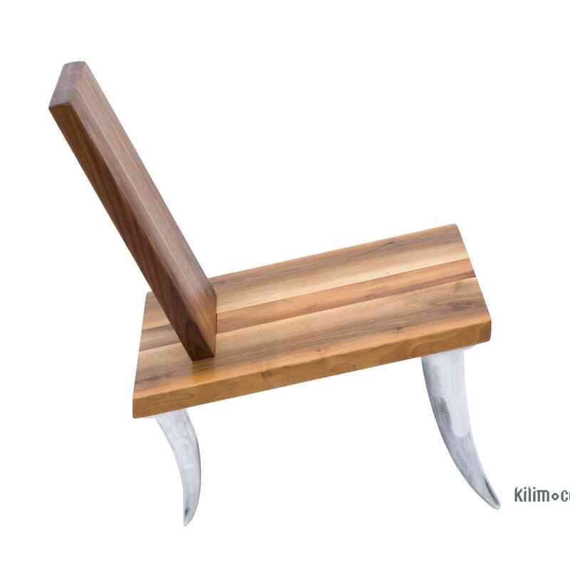 Designer Walnut Chair with Aluminum Legs - K0061521
