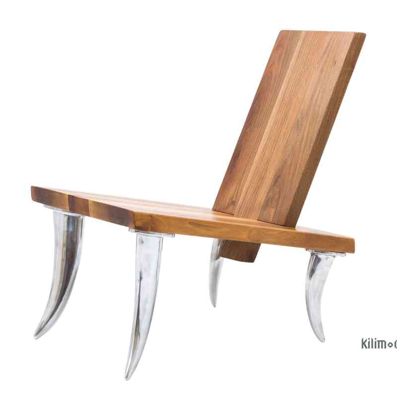 Designer Walnut Chair with Aluminum Legs - K0061521