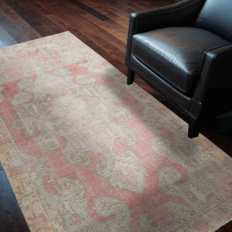 Alfombra Vintage Turca Anudada a Mano - 128 cm x 213 cm - K0061819
