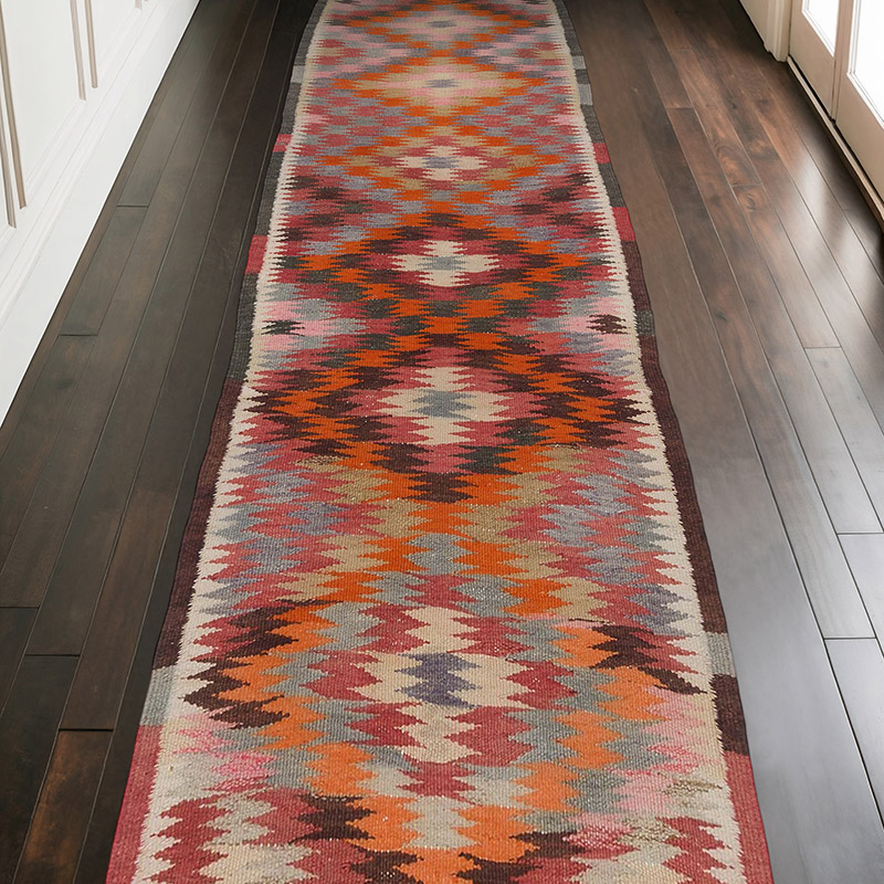Vintage Tribal Kilim Runner - 3' 7" x 9' 11" (43" x 119") - K0062011