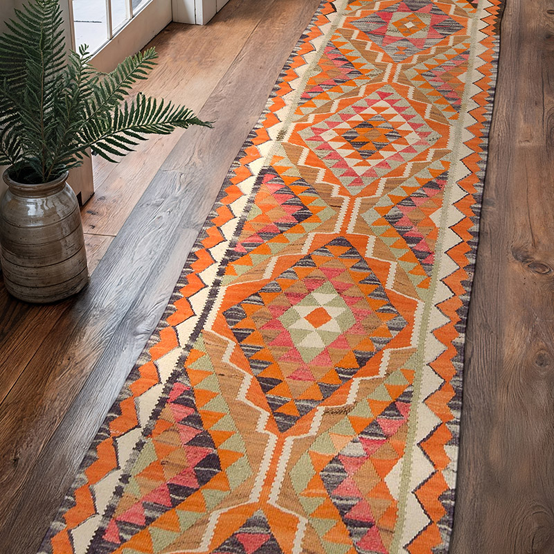 Alfombra Kilim Tribal Vintage - 92 cm x 350 cm - K0062027