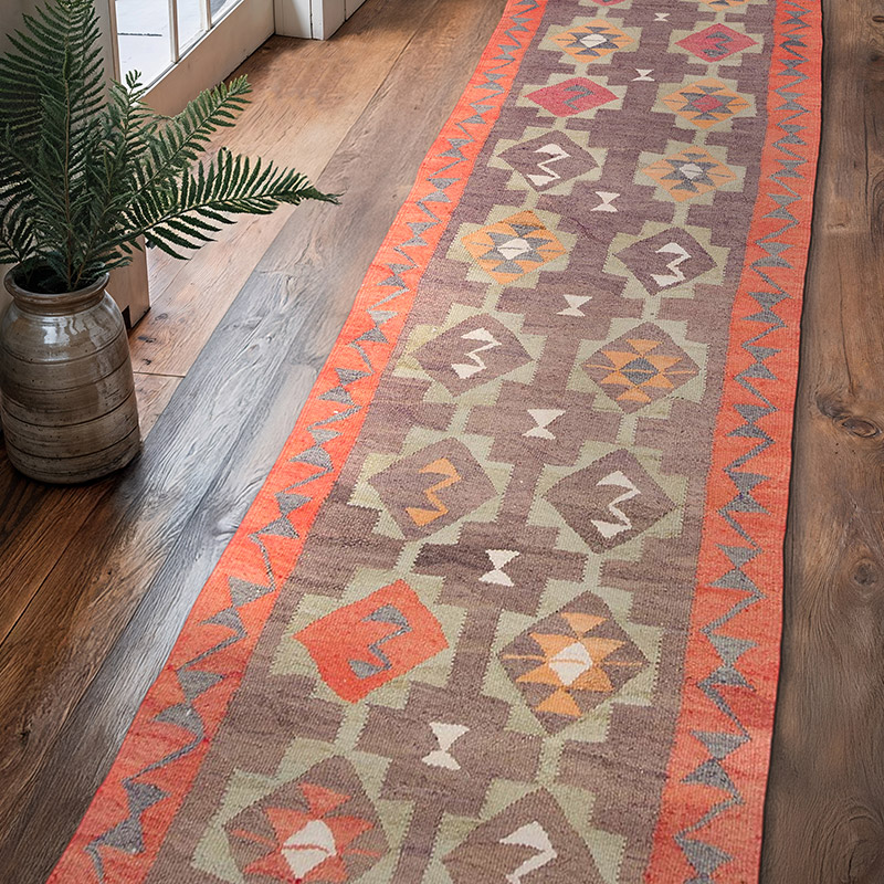 Vintage Tribal Kilim Runner - 3' 2" x 11' 7" (38" x 139") - K0062028