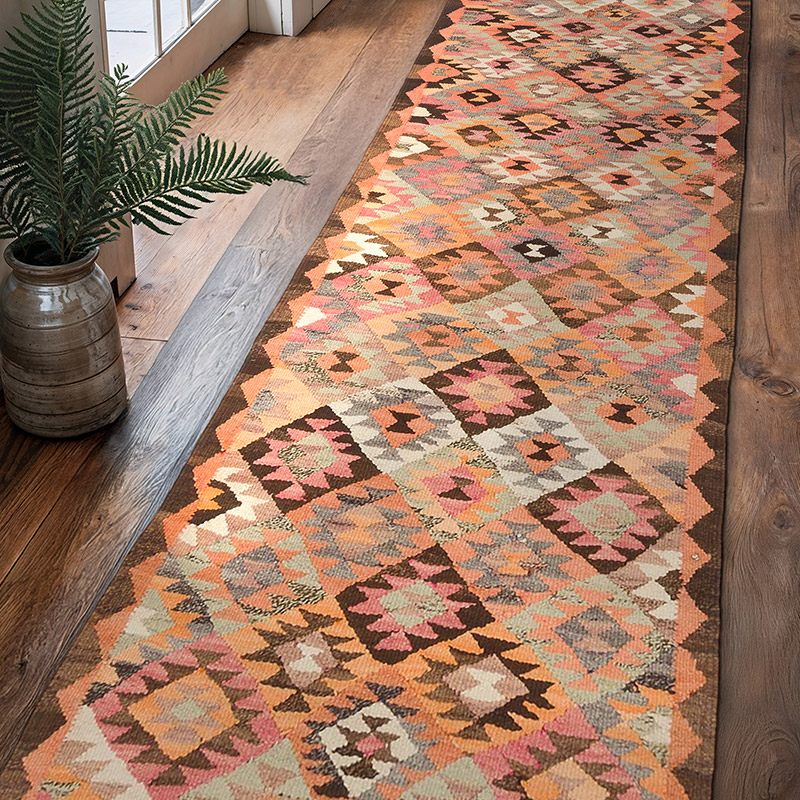 Vintage Tribal Kilim Runner - 3' 1" x 10' 1" (37" x 121") - K0062029
