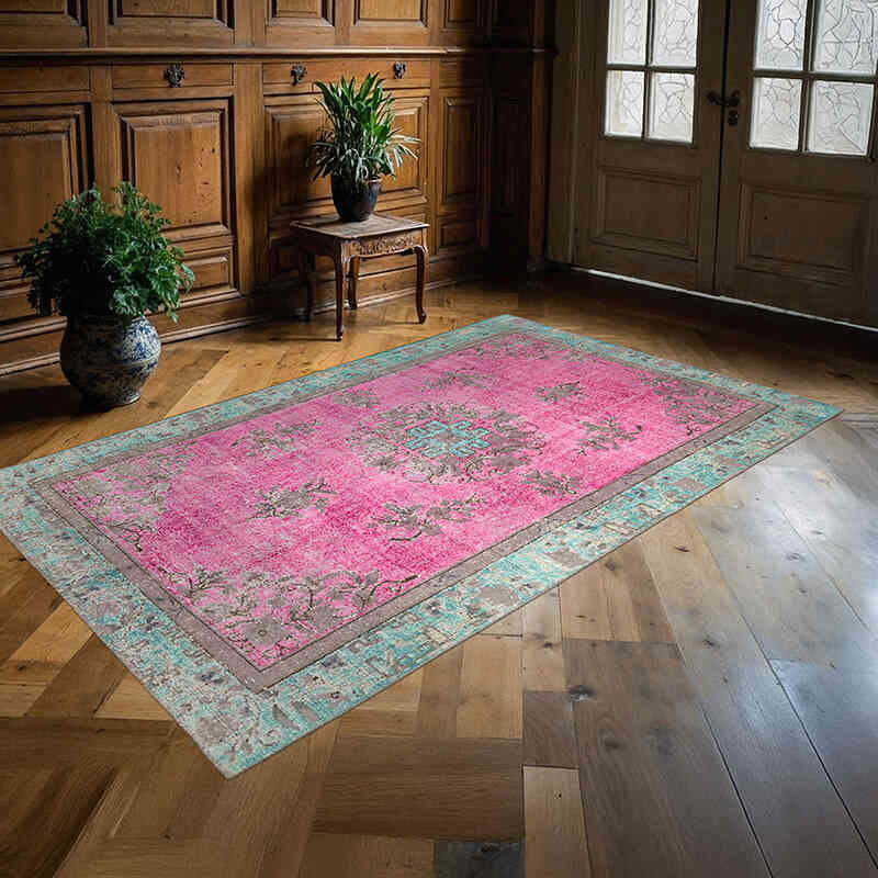 Hand Carved Over-Dyed Rug - 5' 4" x 8' 7" (64" x 103") - K0062421