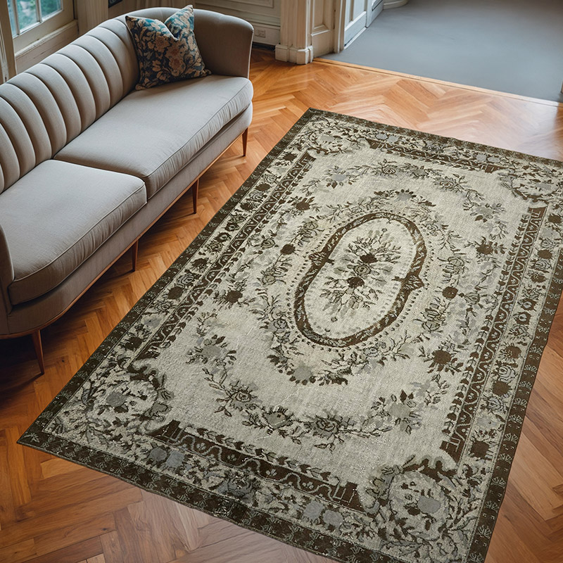 Hand Carved Over-Dyed Rug - 6' 9" x 10'  (81" x 120") - K0062476