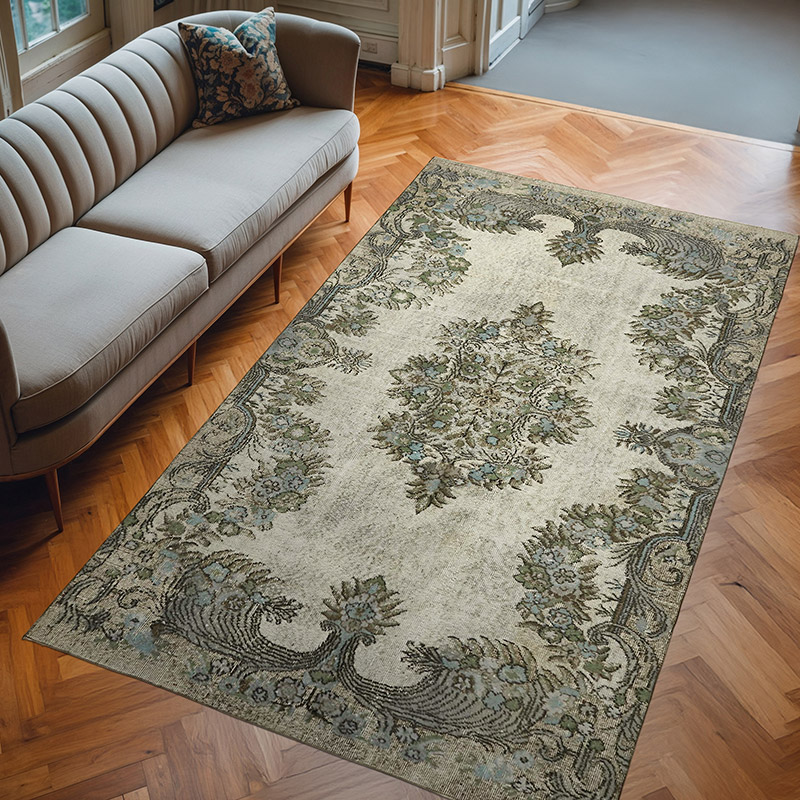 Gri El Oyması Boyalı Halı - 177 cm x 291 cm - K0062480
