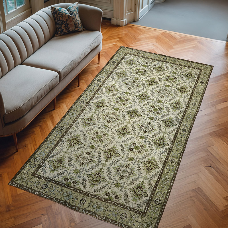Blue Hand Carved Over-Dyed Rug - 5' 4" x 10'  (64" x 120") - K0062489