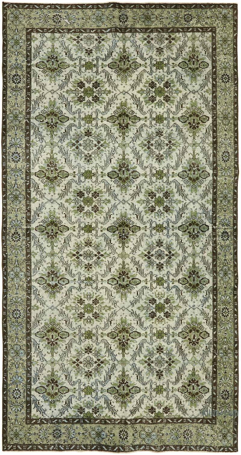 Blue Hand Carved Over-Dyed Rug - 5' 4" x 10'  (64" x 120") - K0062489