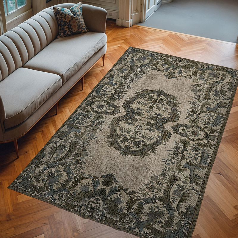 Hand Carved Over-Dyed Rug - 6' 3" x 9' 11" (75" x 119") - K0062491