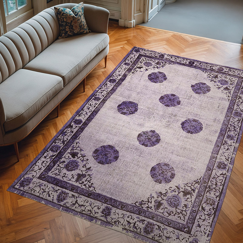 Hand Carved Over-Dyed Rug - 7' 1" x 10' 6" (85" x 126") - K0062511