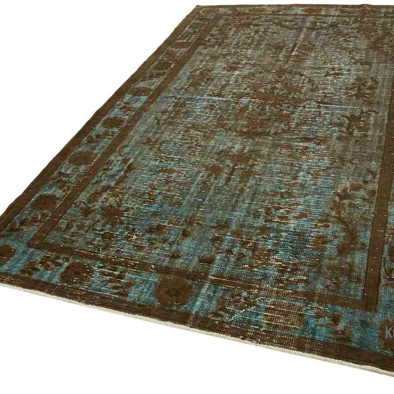 Blue Hand Carved Over-Dyed Rug - 6' 8" x 10' 11" (80" x 131") - K0062522